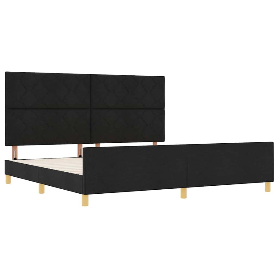 Bedframe met hoofdeinde Zwart 200 x 200 cm Stof
