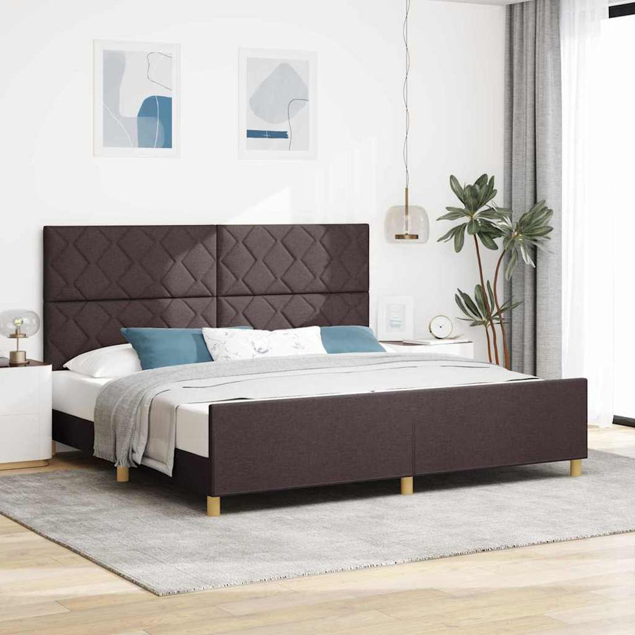 Bedframe met hoofdeinde Donkerbruin 200 x 200 cm Stof