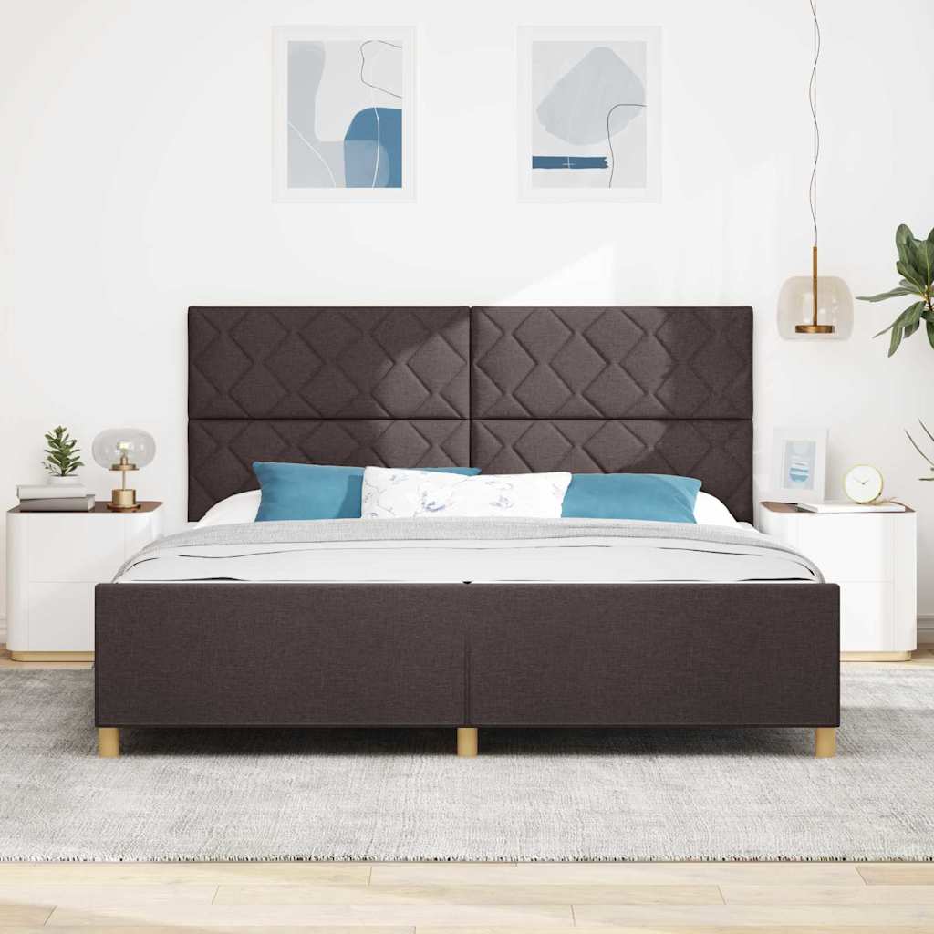 Bedframe met hoofdeinde Donkerbruin 200 x 200 cm Stof