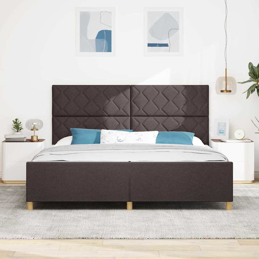 Bedframe met hoofdeinde Donkerbruin 200 x 200 cm Stof