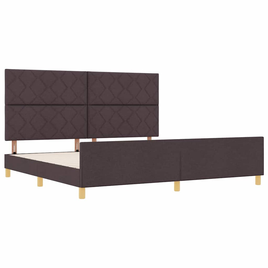 Bedframe met hoofdeinde Donkerbruin 200 x 200 cm Stof