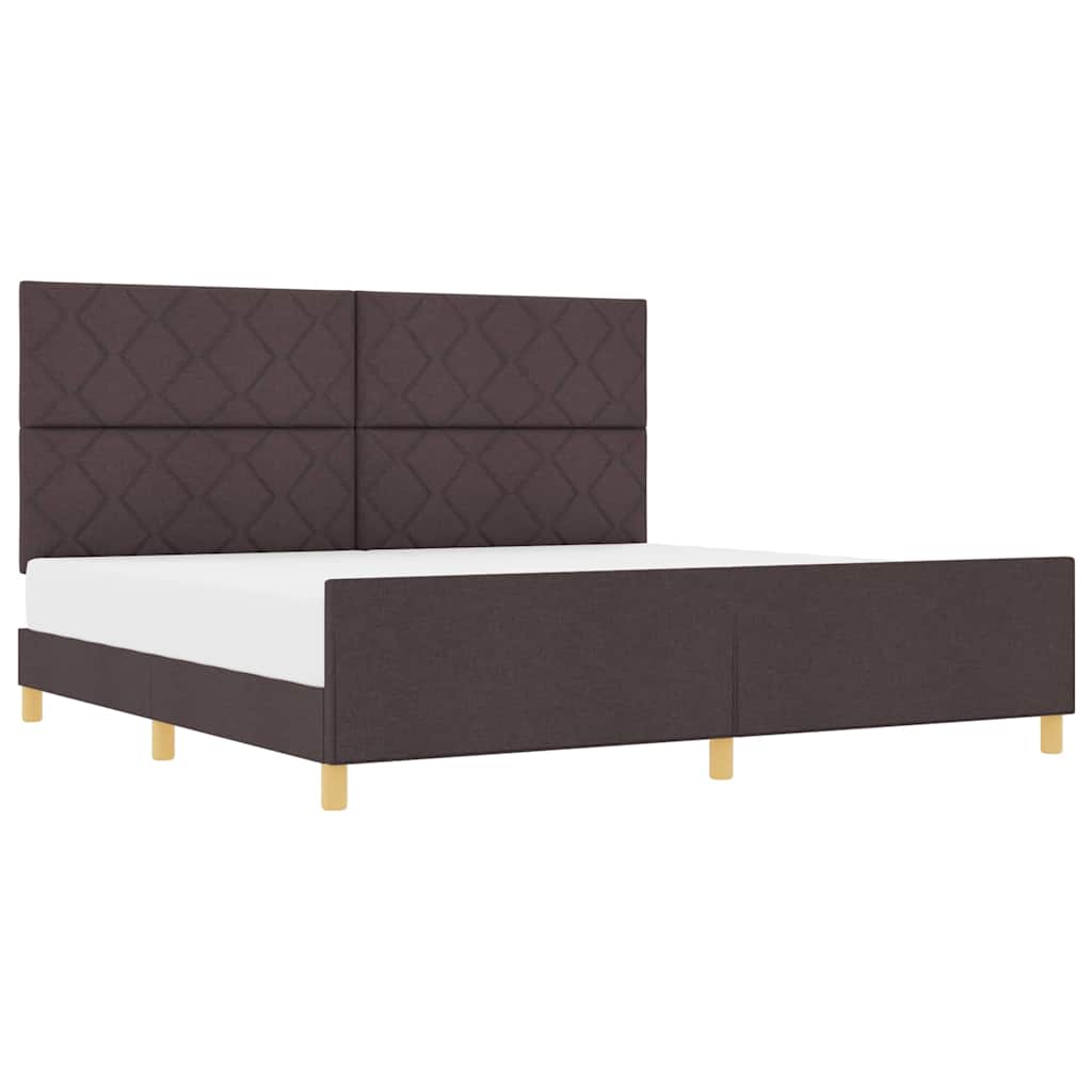 Bedframe met hoofdeinde Donkerbruin 200 x 200 cm Stof