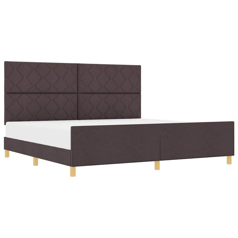 Bedframe met hoofdeinde Donkerbruin 200 x 200 cm Stof