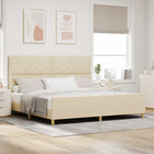 Bed Frame with Headboard Cream 200 x 200 cm Fabric