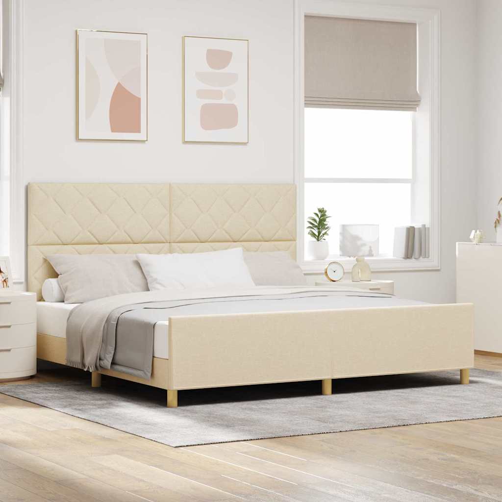 Bedframe met hoofdeinde Crème 200 x 200 cm Stof