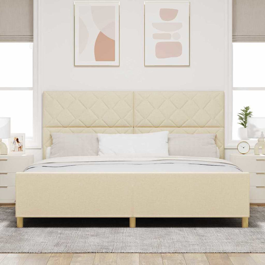 Bedframe met hoofdeinde Crème 200 x 200 cm Stof