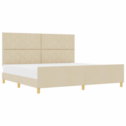 Bedframe met hoofdeinde Crème 200 x 200 cm Stof