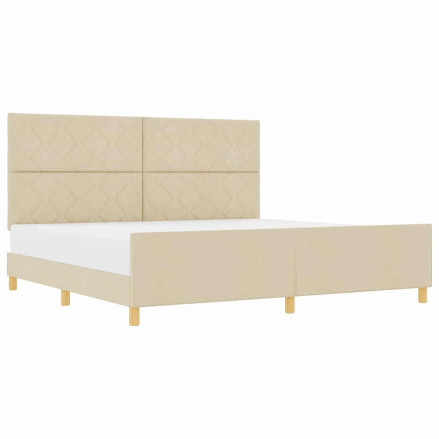 Bedframe met hoofdeinde Crème 200 x 200 cm Stof