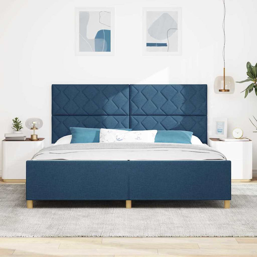 Bedframe met hoofdeinde Blauw 200 x 200 cm Stof