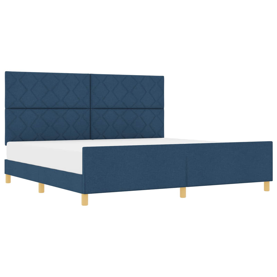 Bedframe met hoofdeinde Blauw 200 x 200 cm Stof