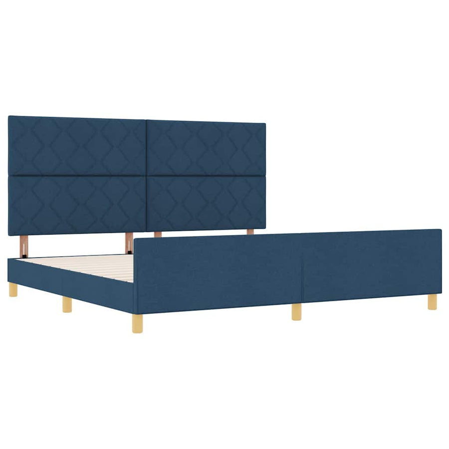 Bedframe met hoofdeinde Blauw 200 x 200 cm Stof