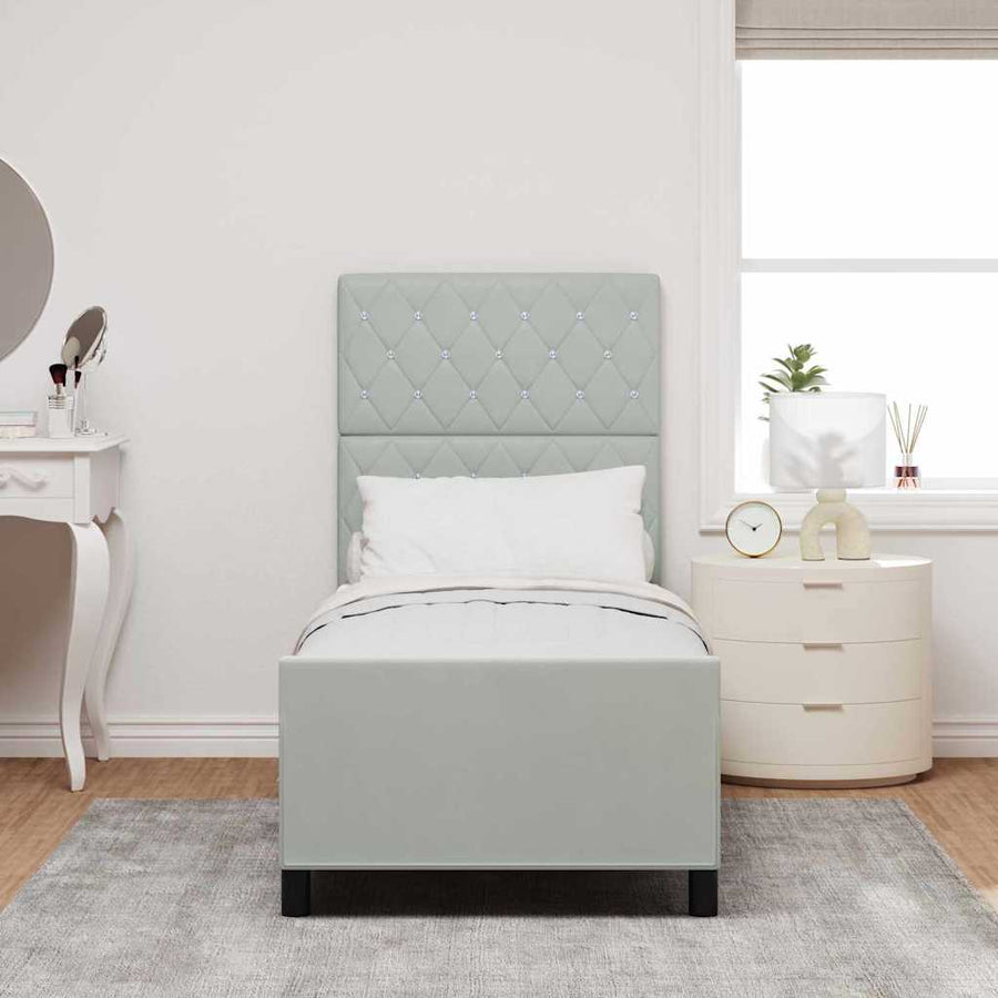 Boxspringbed met hoofdeinde Lichtgrijs 80 x 200 cm Fluweel