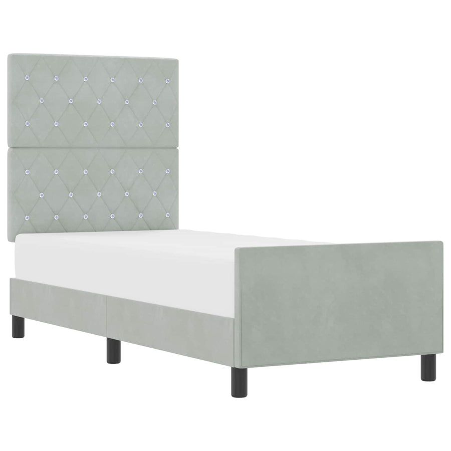 Boxspringbed met hoofdeinde Lichtgrijs 80 x 200 cm Fluweel