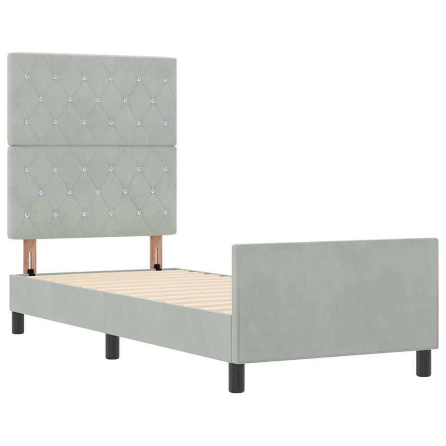 Boxspringbed met hoofdeinde Lichtgrijs 80 x 200 cm Fluweel