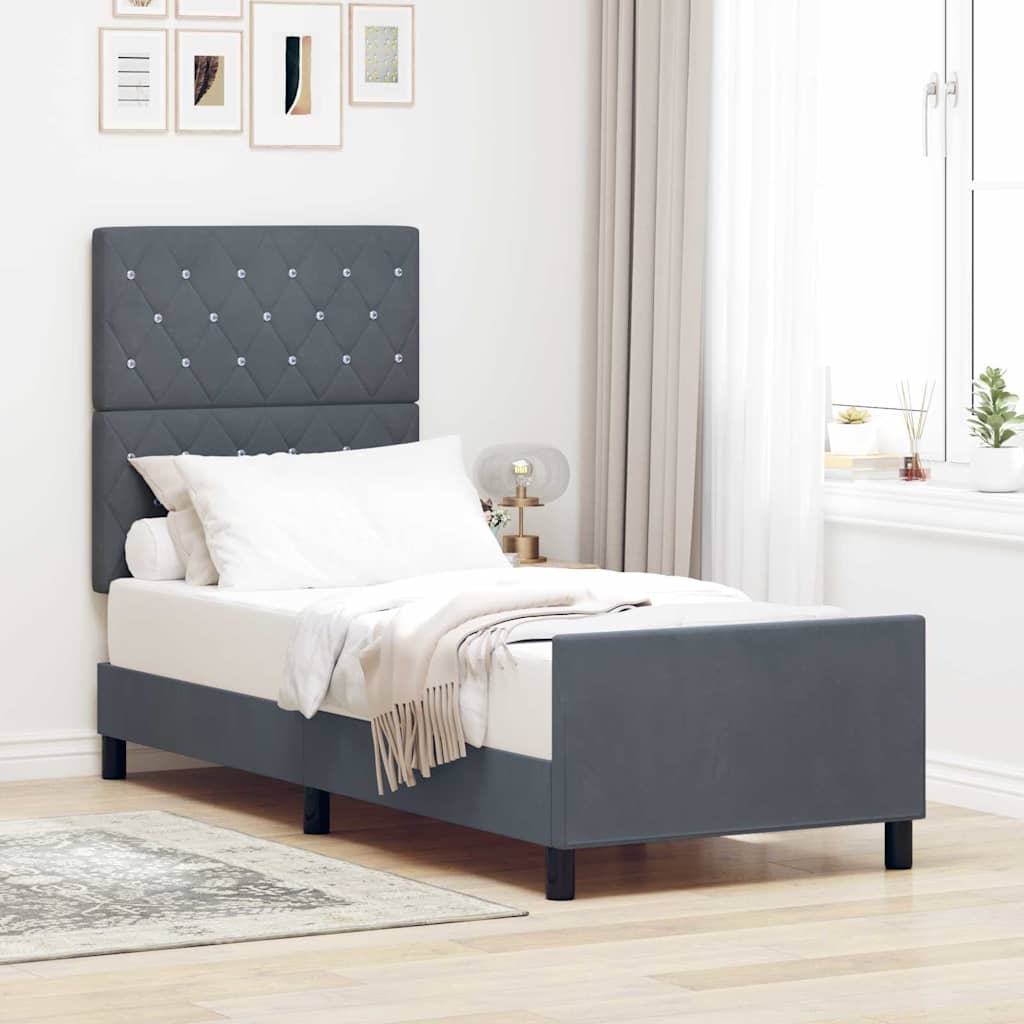 Boxspringbed met hoofdeinde Donkergrijs 80 x 200 cm Fluweel