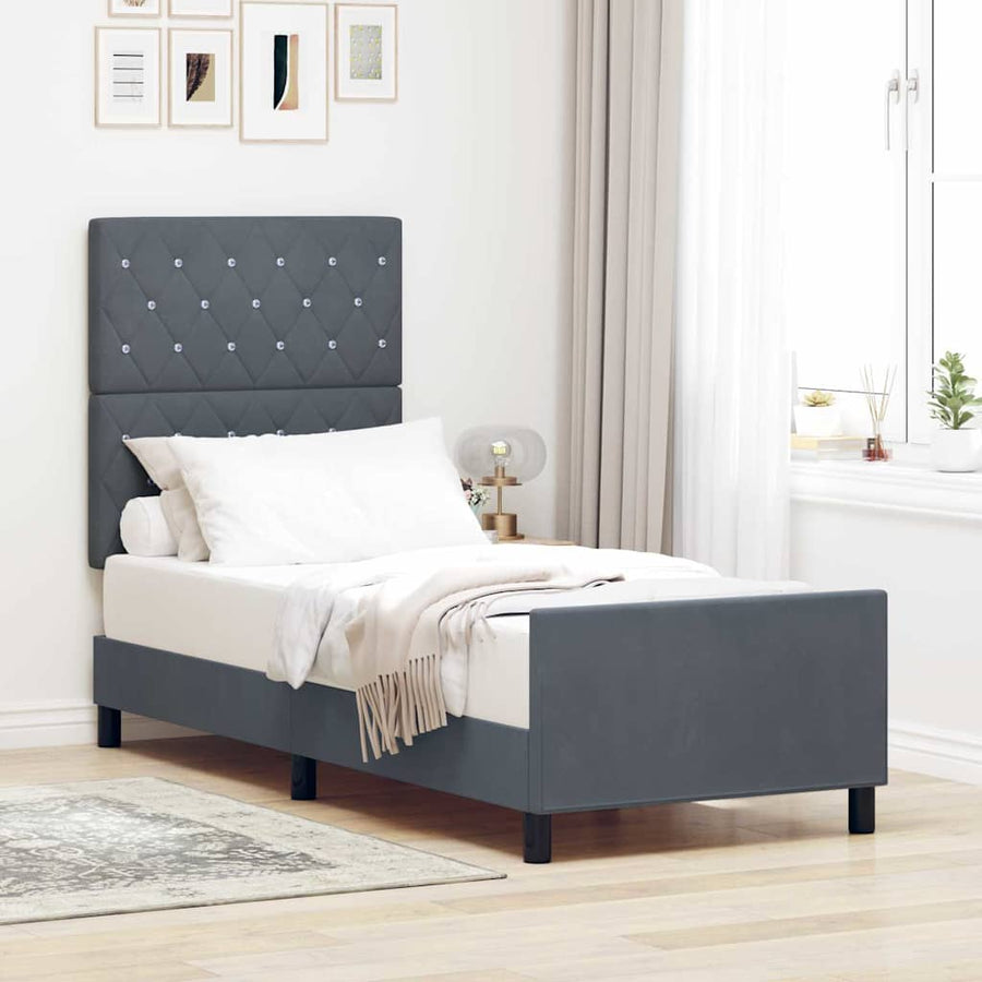 Boxspringbed met hoofdeinde Donkergrijs 80 x 200 cm Fluweel