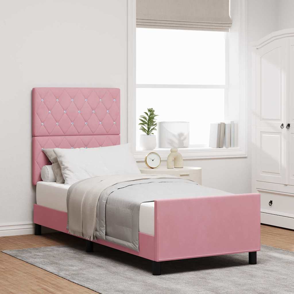Boxspringbed met hoofdeinde Roze 80 x 200 cm Fluweel