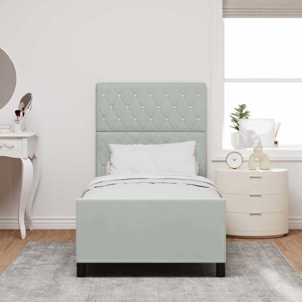 Boxspringbed met hoofdeinde Lichtgrijs 90 x 190 cm Fluweel
