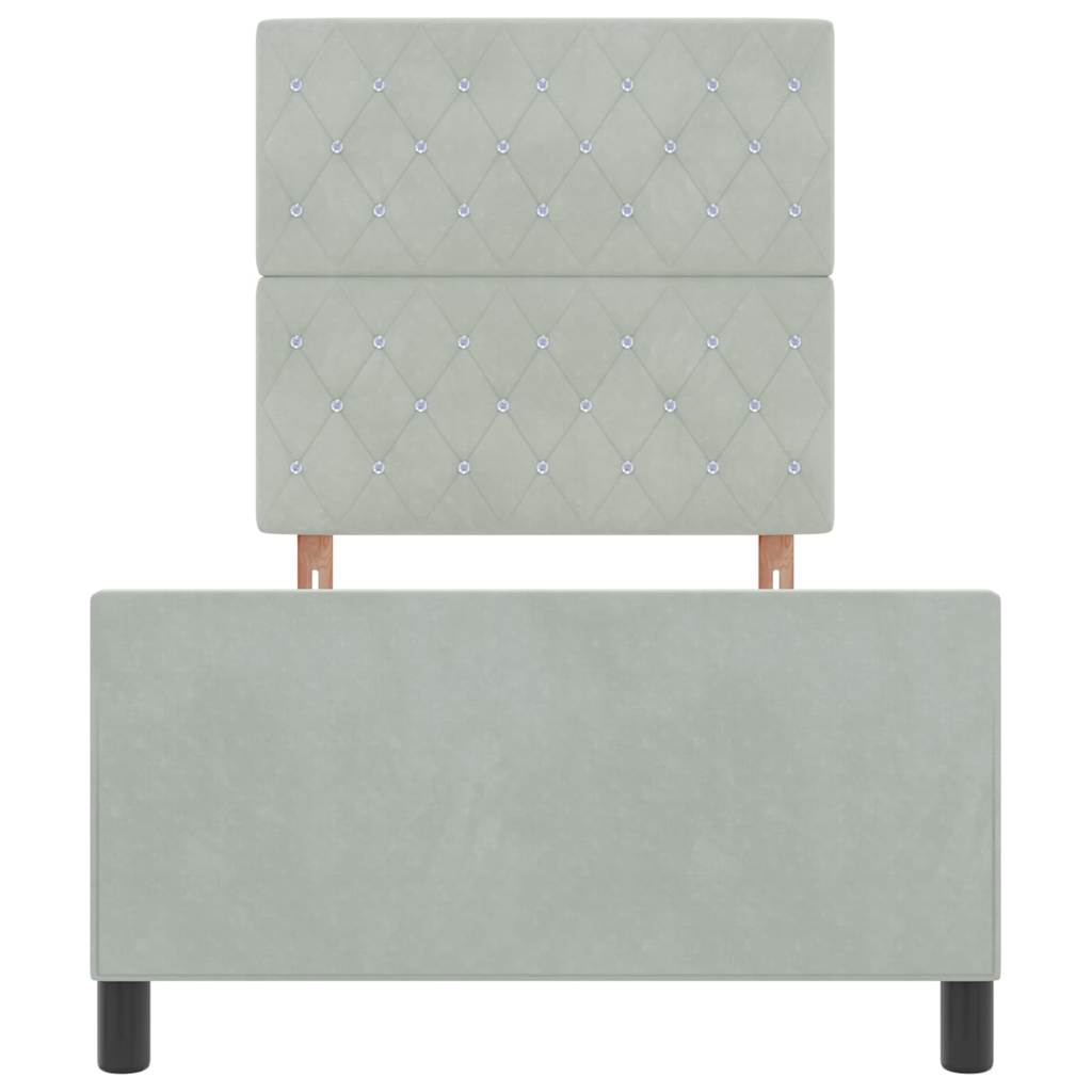Boxspringbed met hoofdeinde Lichtgrijs 90 x 190 cm Fluweel