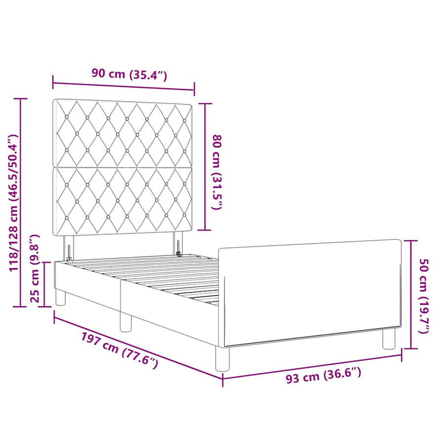 Boxspringbed met hoofdeinde Zwart 90 x 190 cm Fluweel