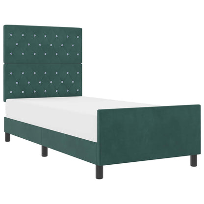 Boxspringbed met hoofdeinde Donkergroen 90 x 190 cm Fluweel
