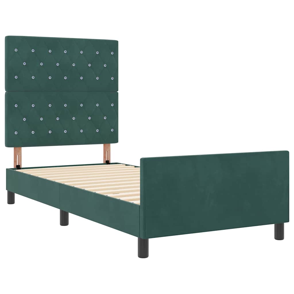 Boxspringbed met hoofdeinde Donkergroen 90 x 190 cm Fluweel
