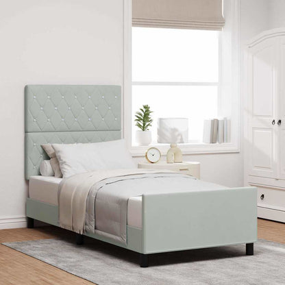 Boxspringbed met hoofdeinde Lichtgrijs 90 x 200 cm Fluweel