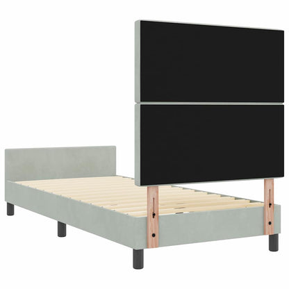 Boxspringbed met hoofdeinde Lichtgrijs 90 x 200 cm Fluweel