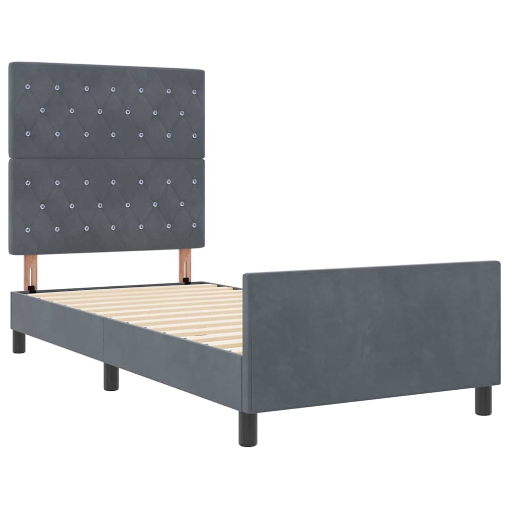 Boxspringbed met hoofdeinde Donkergrijs 100 x 200 cm Fluweel