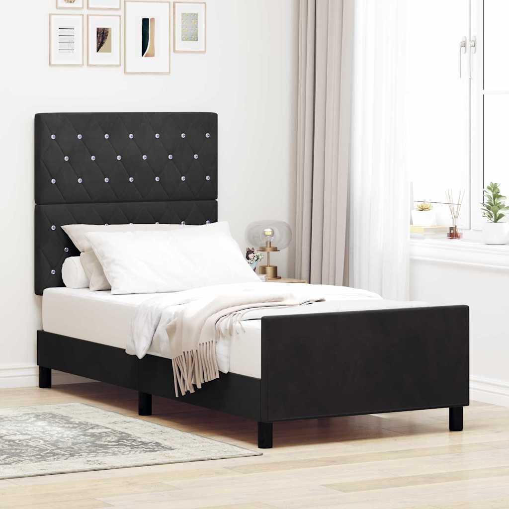 Boxspringbed met hoofdeinde Zwart 100 x 200 cm Fluweel