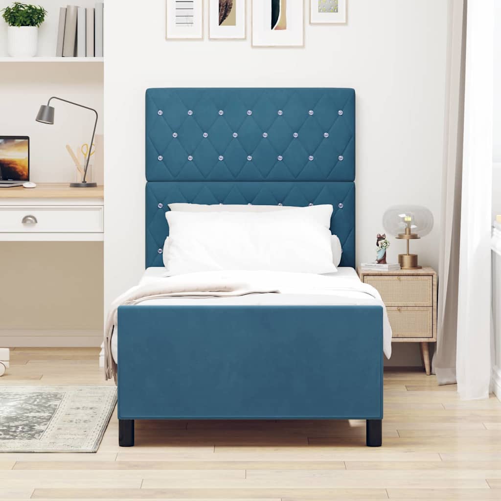 Boxspringbed met hoofdeinde Donkerblauw 100 x 200 cm Fluweel