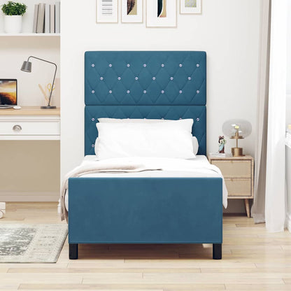 Boxspringbed met hoofdeinde Donkerblauw 100 x 200 cm Fluweel