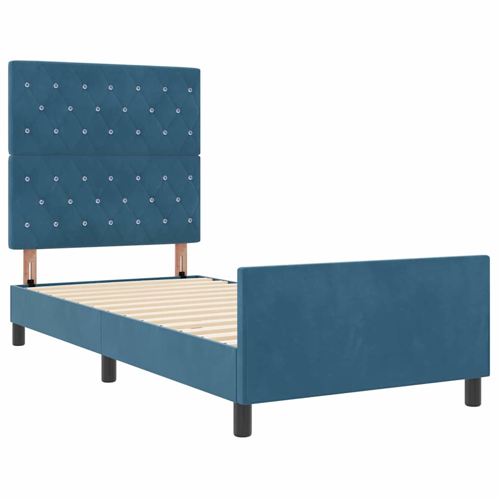 Boxspringbed met hoofdeinde Donkerblauw 100 x 200 cm Fluweel