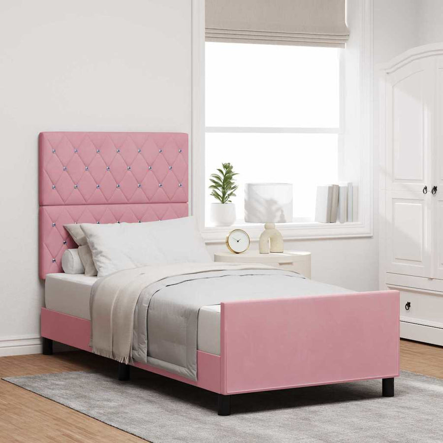 Bedframe met hoofdeinde Roze 100 x 200 cm Fluweel