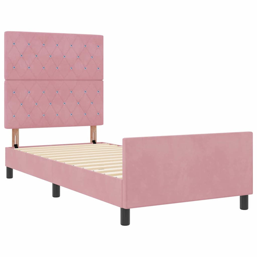 Bedframe met hoofdeinde Roze 100 x 200 cm Fluweel