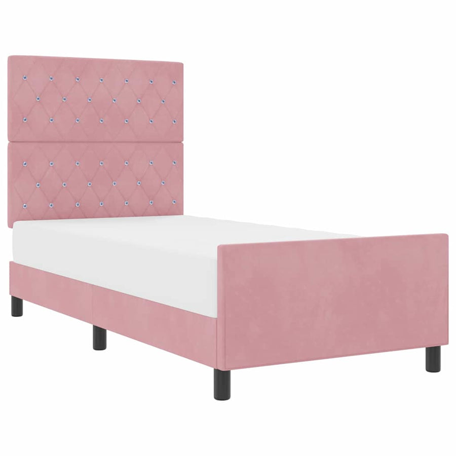 Bedframe met hoofdeinde Roze 100 x 200 cm Fluweel