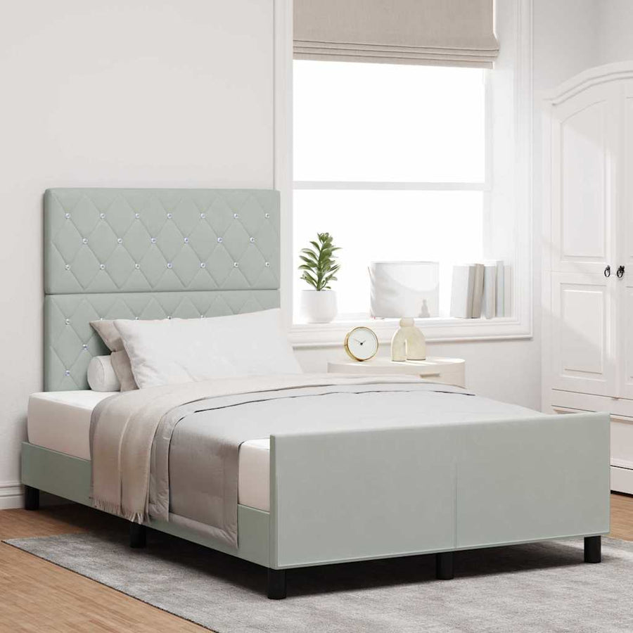 Boxspringbed met hoofdeinde Lichtgrijs 120 x 200 cm Fluweel