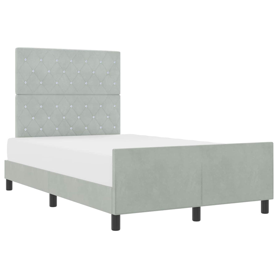 Boxspringbed met hoofdeinde Lichtgrijs 120 x 200 cm Fluweel