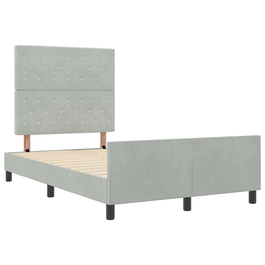 Boxspringbed met hoofdeinde Lichtgrijs 120 x 200 cm Fluweel