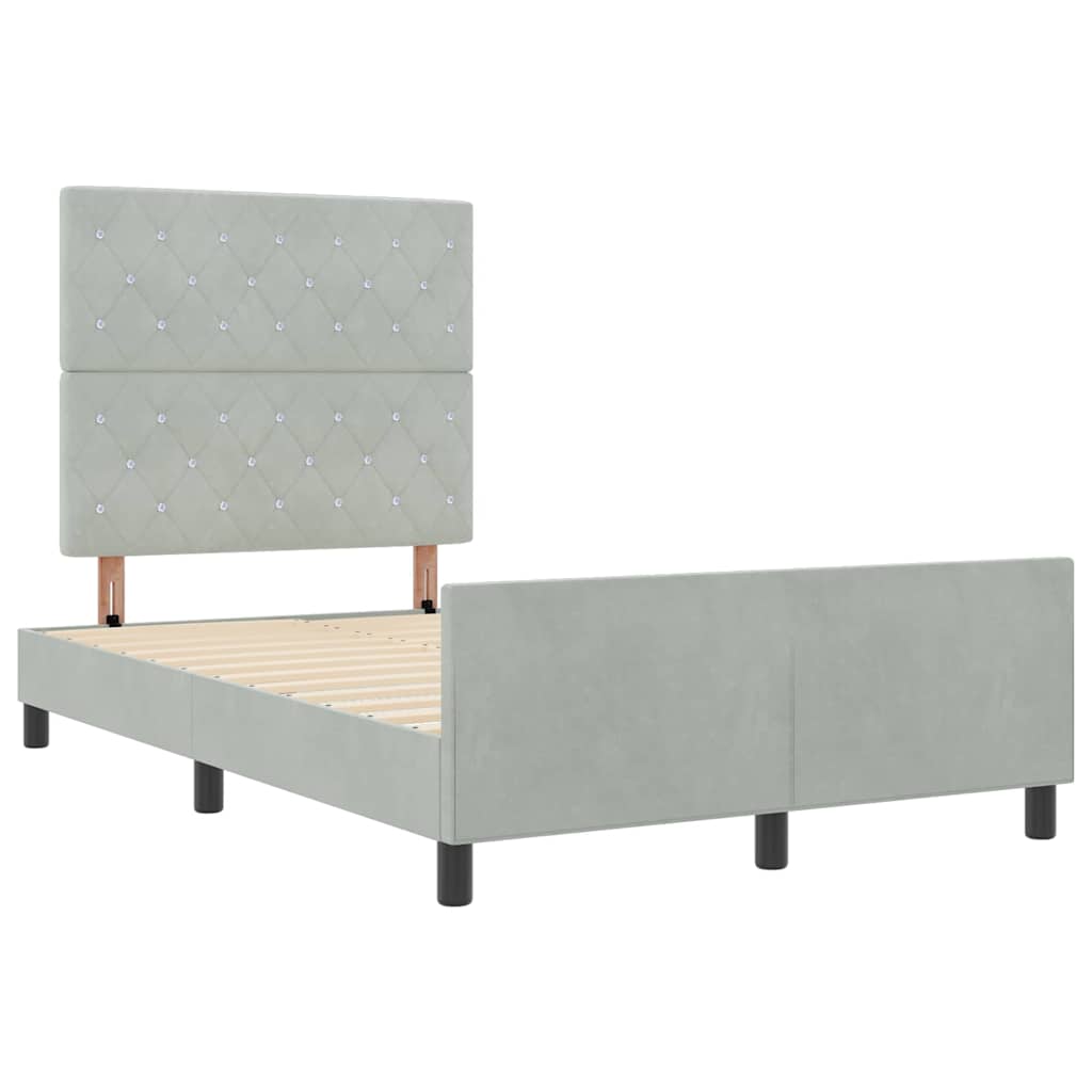 Boxspringbed met hoofdeinde Lichtgrijs 120 x 200 cm Fluweel