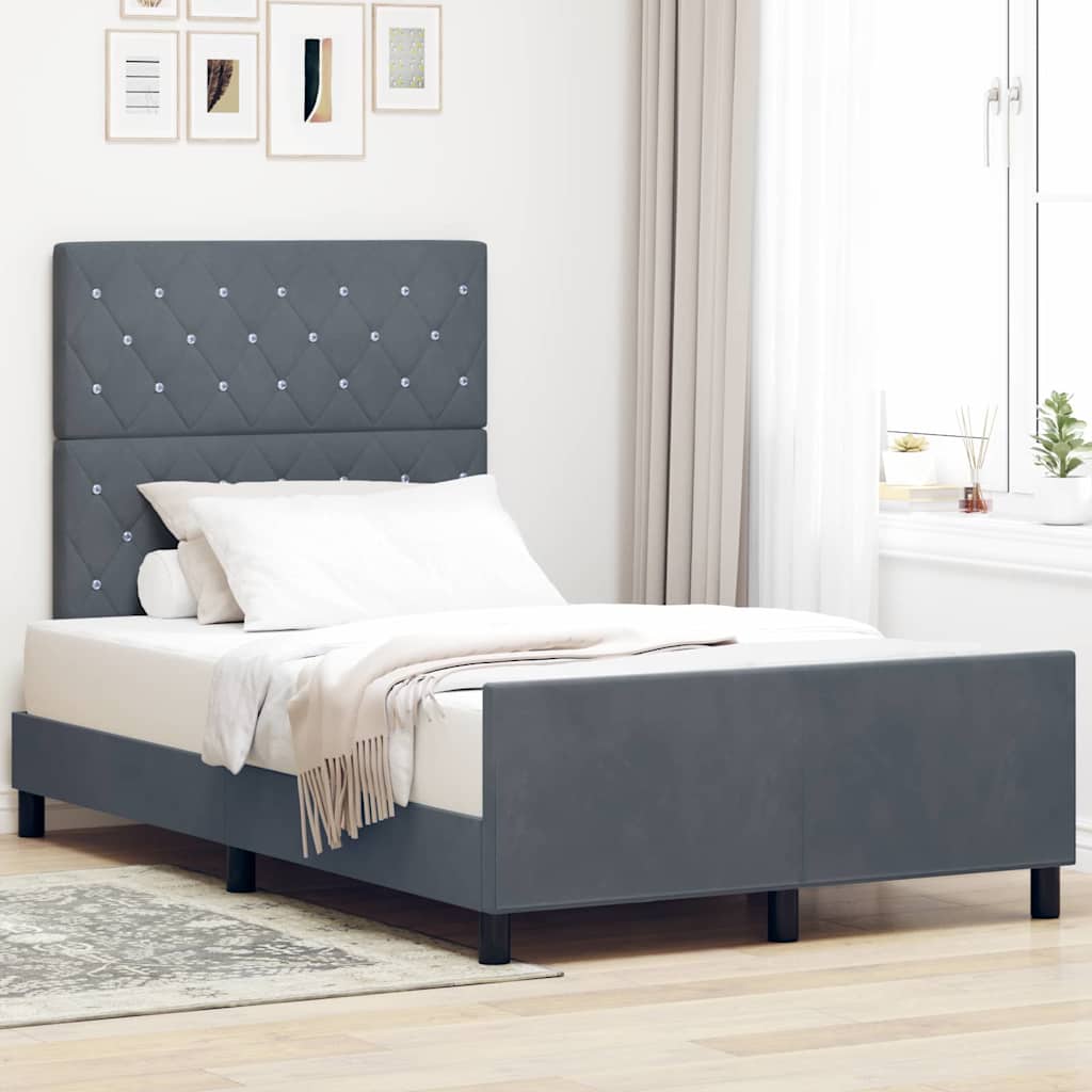 Boxspringbed met hoofdeinde Donkergrijs 120 x 200 cm Fluweel