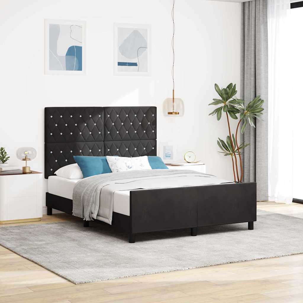 Boxspringbed met hoofdeinde Zwart 140 x 190 cm Fluweel