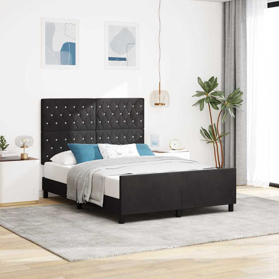Boxspringbed met hoofdeinde Zwart 140 x 190 cm Fluweel