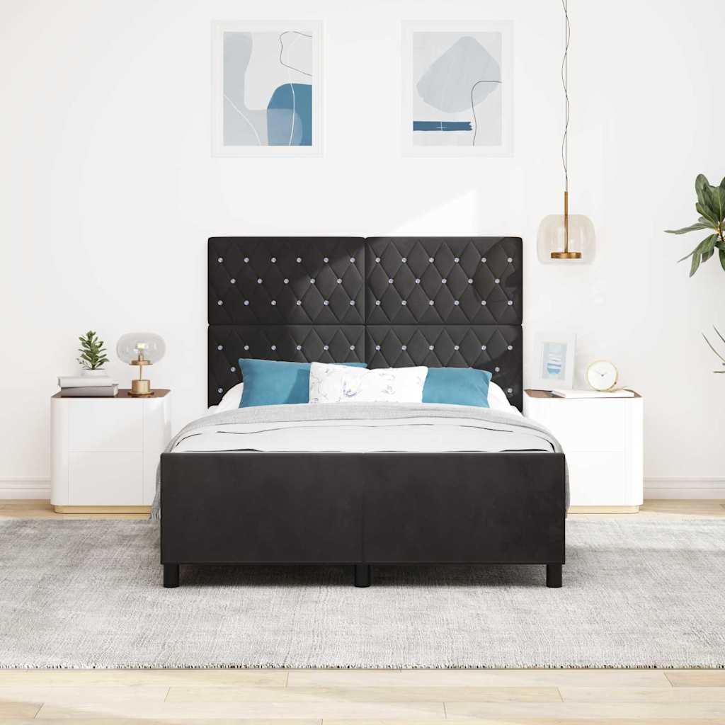 Boxspringbed met hoofdeinde Zwart 140 x 190 cm Fluweel