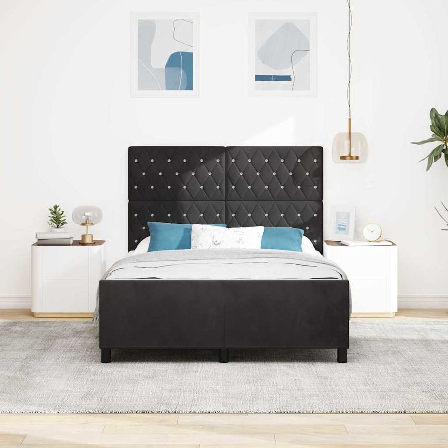 Boxspringbed met hoofdeinde Zwart 140 x 190 cm Fluweel