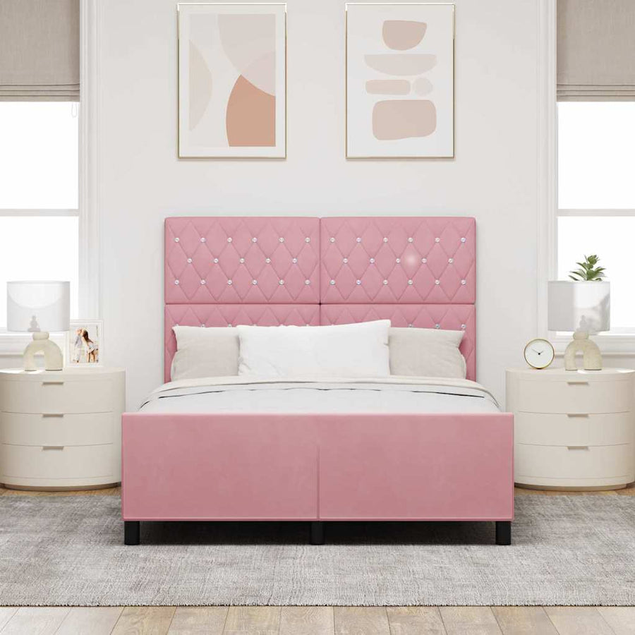 Boxspringbed met hoofdeinde Roze 140 x 190 cm Fluweel