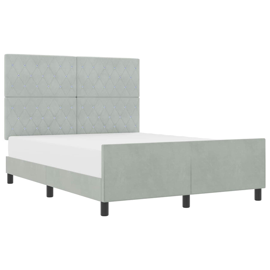 Boxspringbed met hoofdeinde Lichtgrijs 140 x 200 cm Fluweel