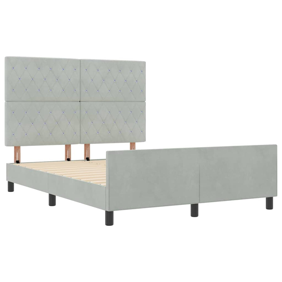 Boxspringbed met hoofdeinde Lichtgrijs 140 x 200 cm Fluweel