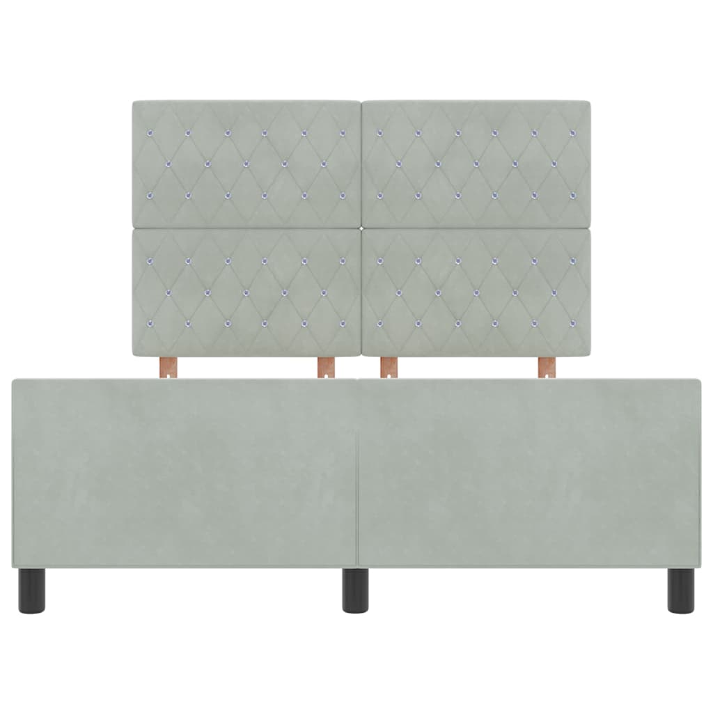 Boxspringbed met hoofdeinde Lichtgrijs 140 x 200 cm Fluweel