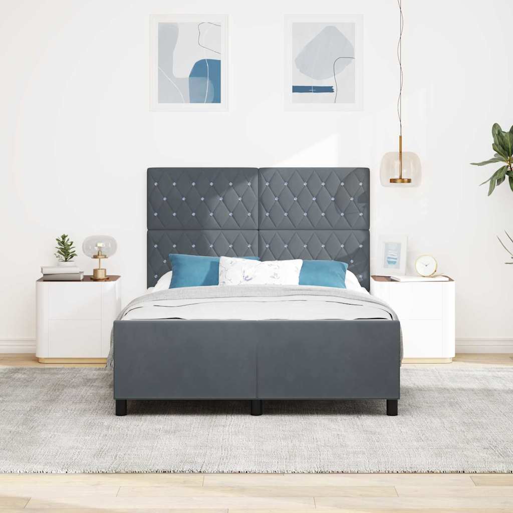 Boxspringbed met hoofdeinde Donkergrijs 140 x 200 cm Fluweel